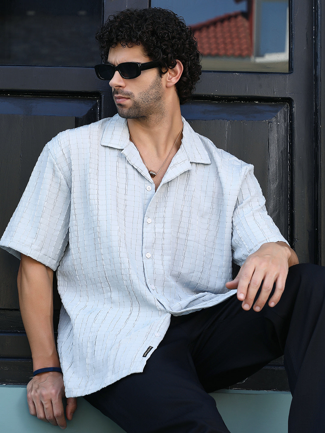 Men Cloud Grey Crumble-Revival Oversized Shirt