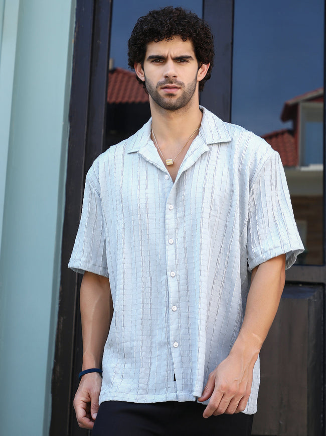 Men Cloud Grey Crumble-Revival Oversized Shirt