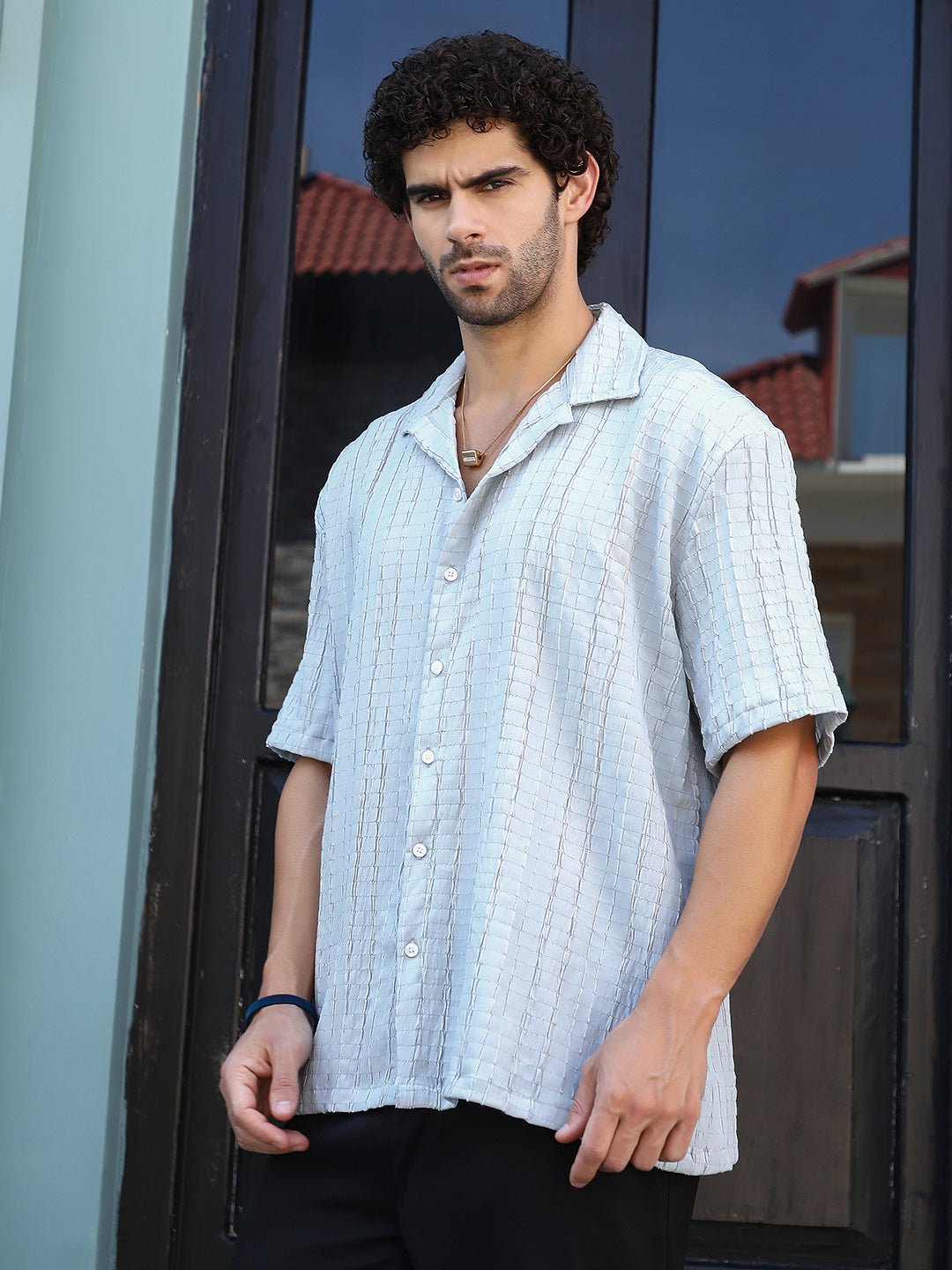 Men Cloud Grey Crumble-Revival Oversized Shirt
