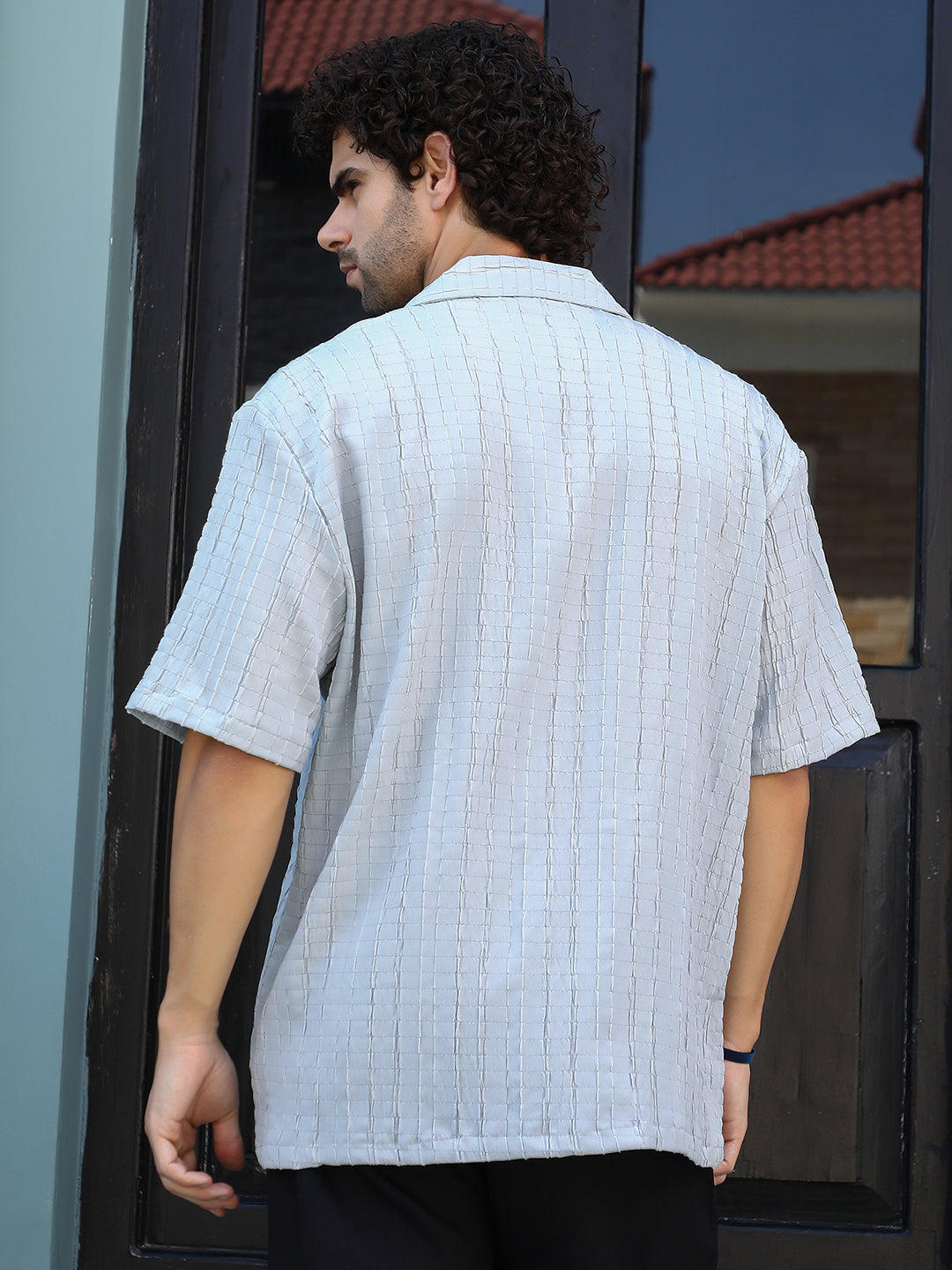 Men Cloud Grey Crumble-Revival Oversized Shirt