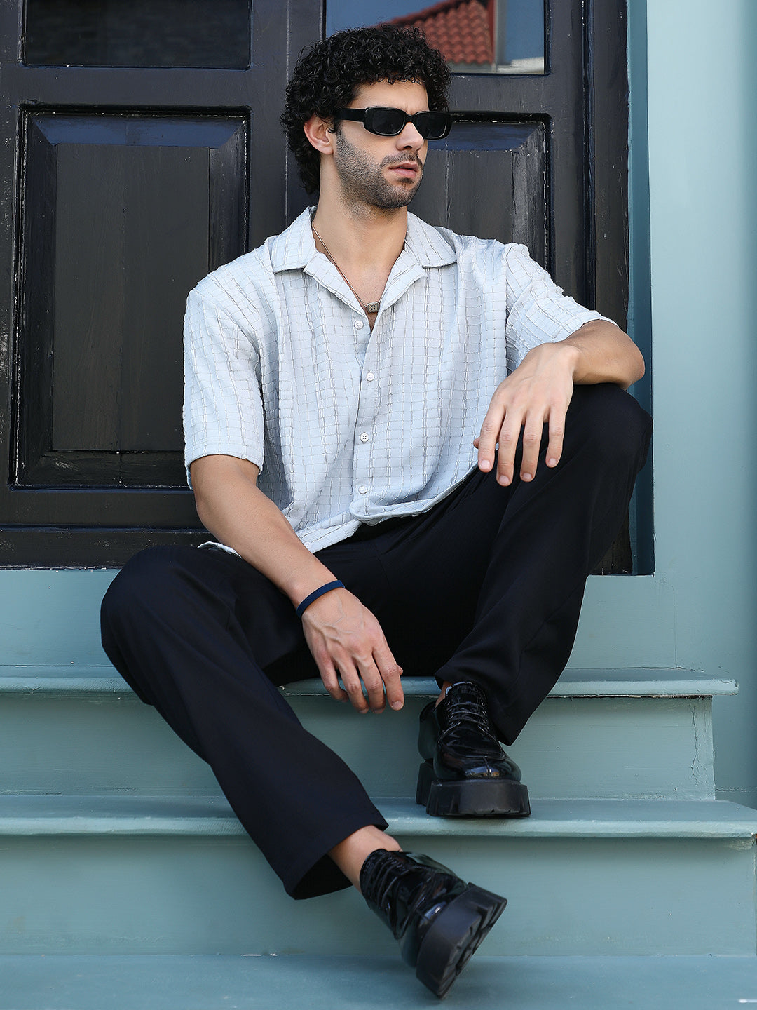 Men Cloud Grey Crumble-Revival Oversized Shirt