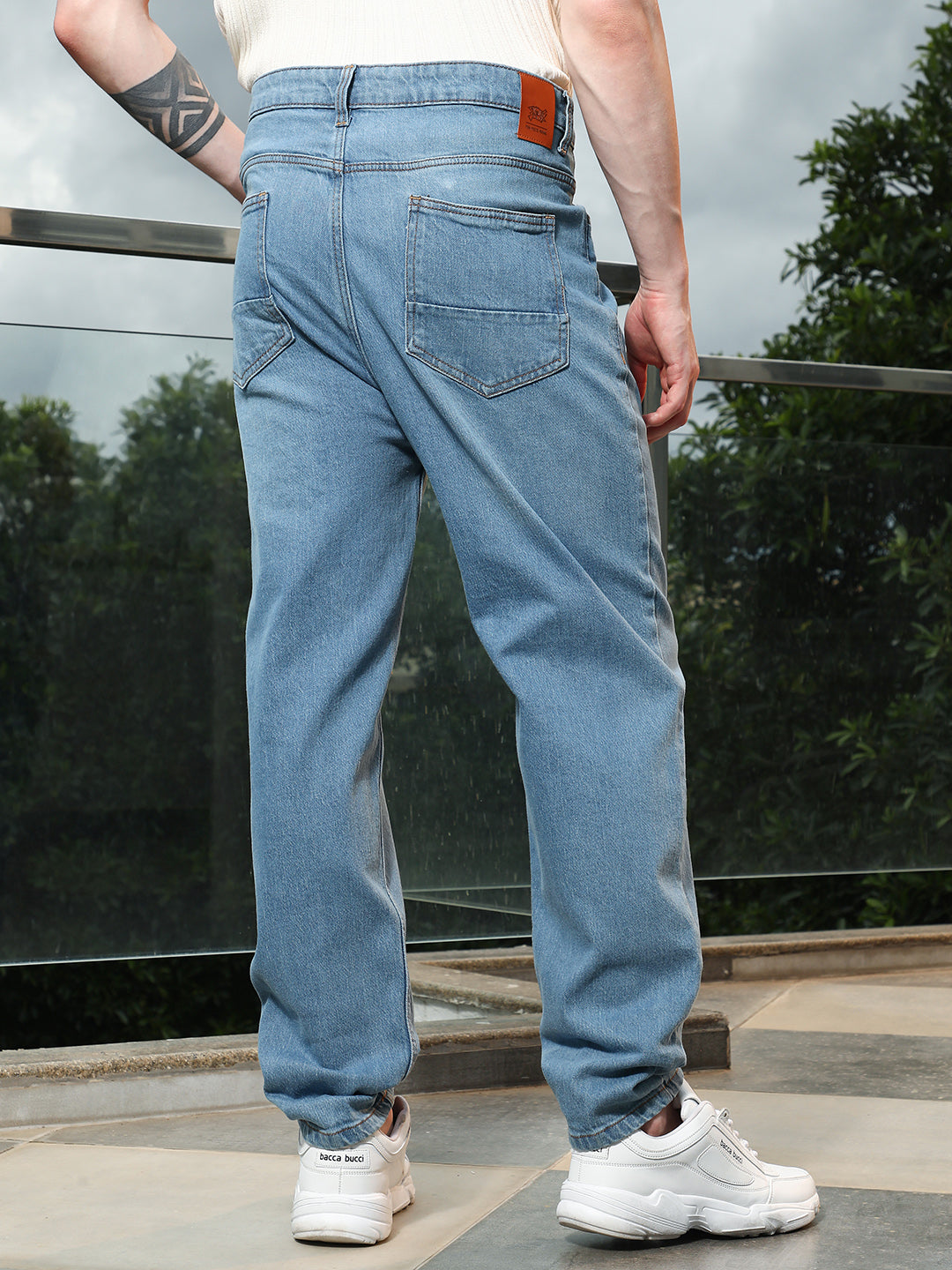 Men Distressed Light Blue Denim Jeans