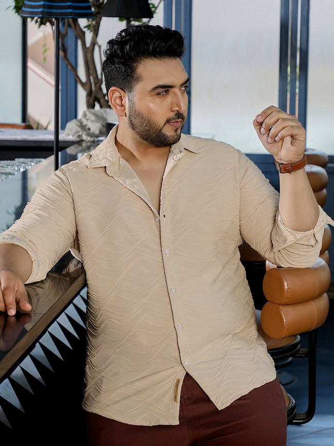Men Beige Textured Shirt
