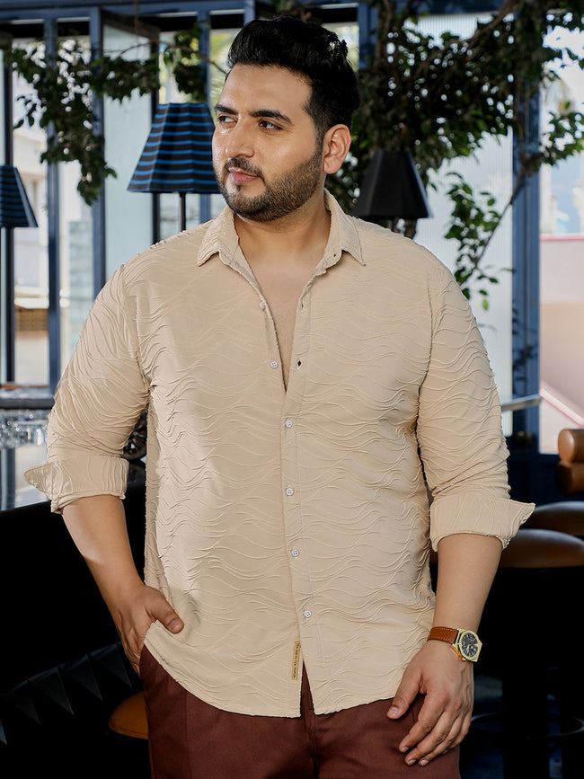 Men Beige Textured Shirt