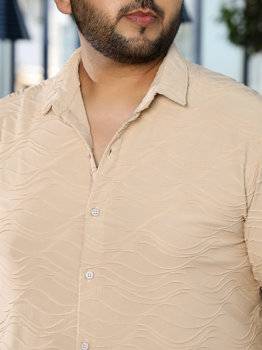 Men Beige Textured Shirt