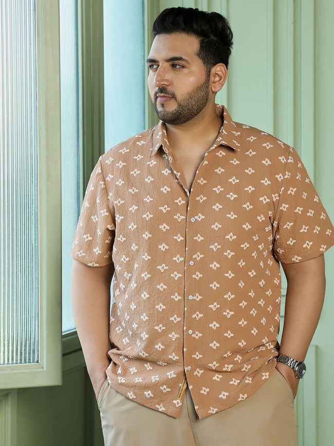 Men Light Brown Geometric Shirt