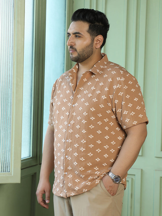 Men Light Brown Geometric Shirt