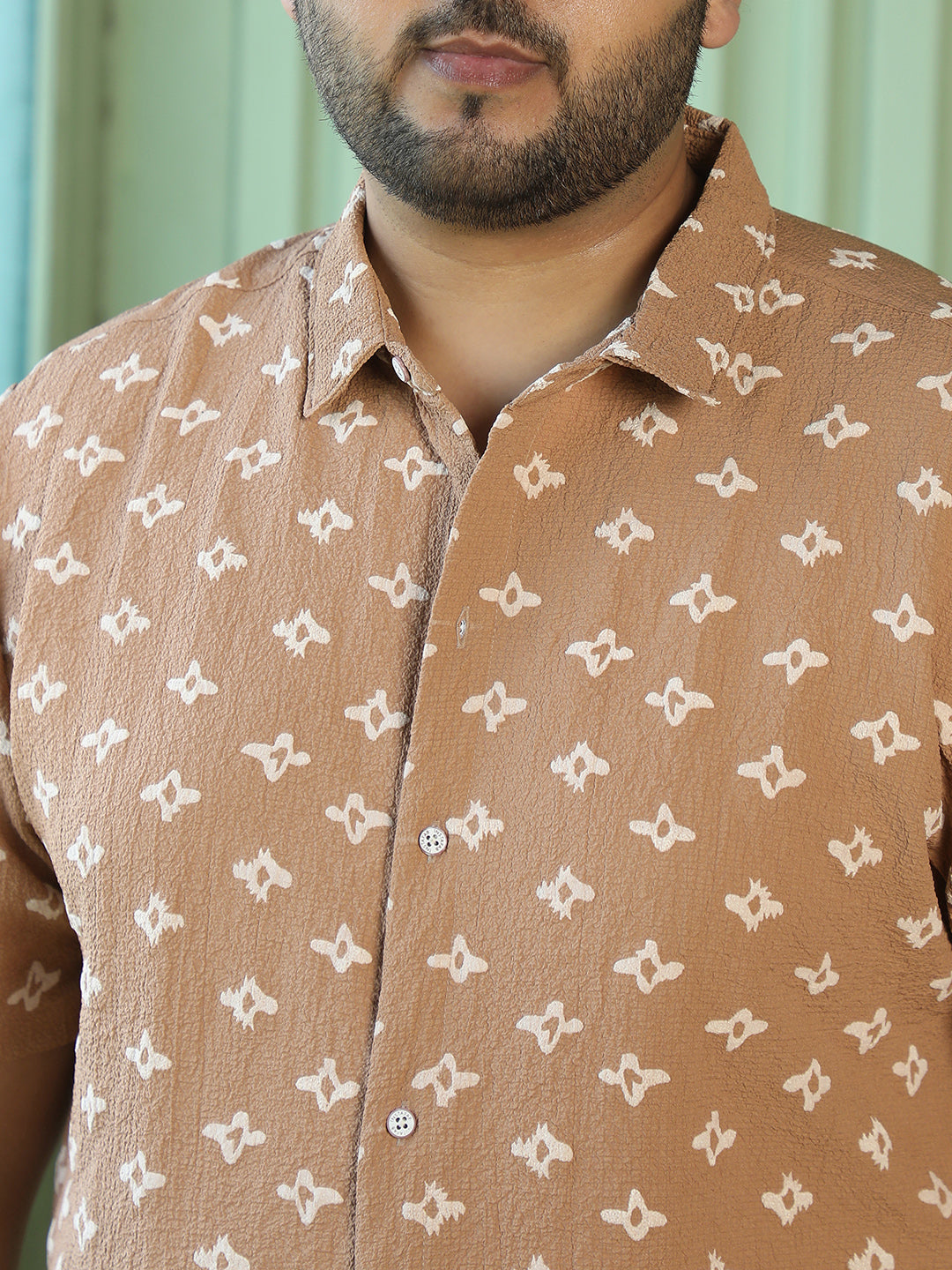 Men Light Brown Geometric Shirt