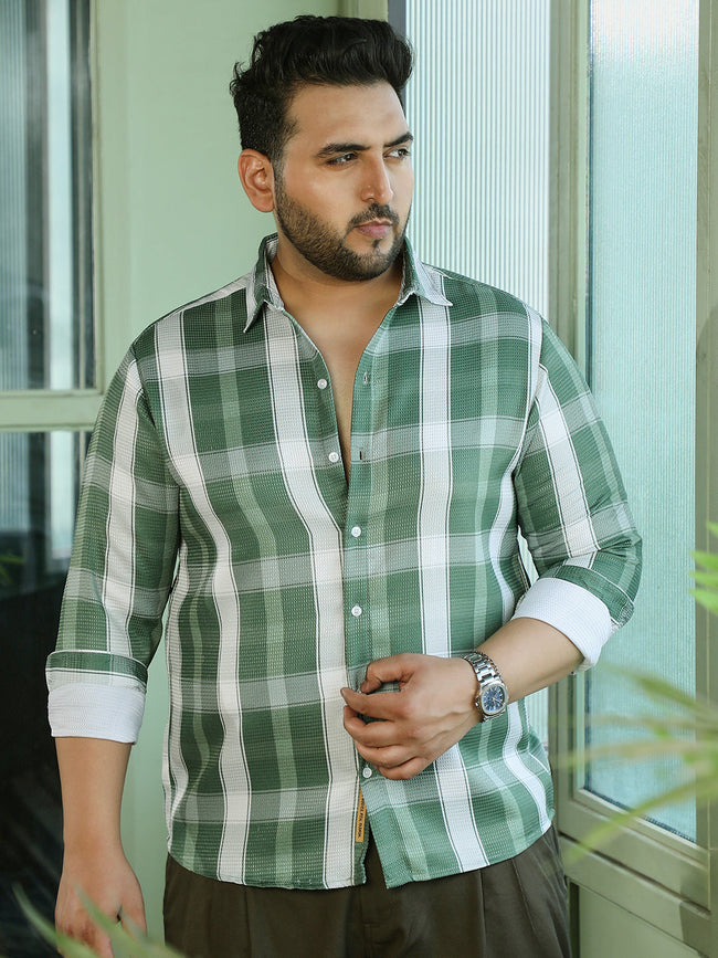 Men Sage Green Tartan Check Shirt