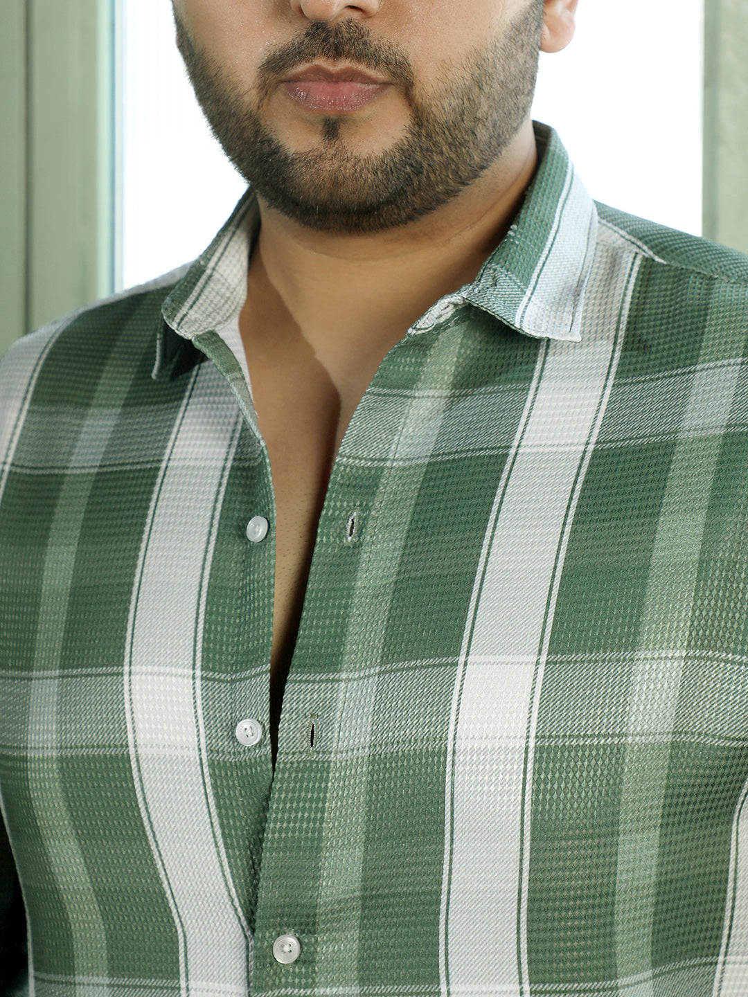 Men Sage Green Tartan Check Shirt