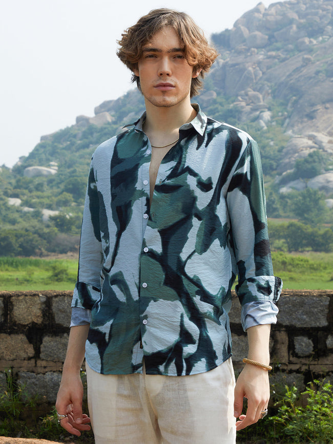 Men Cotton Blend Printed Shirt