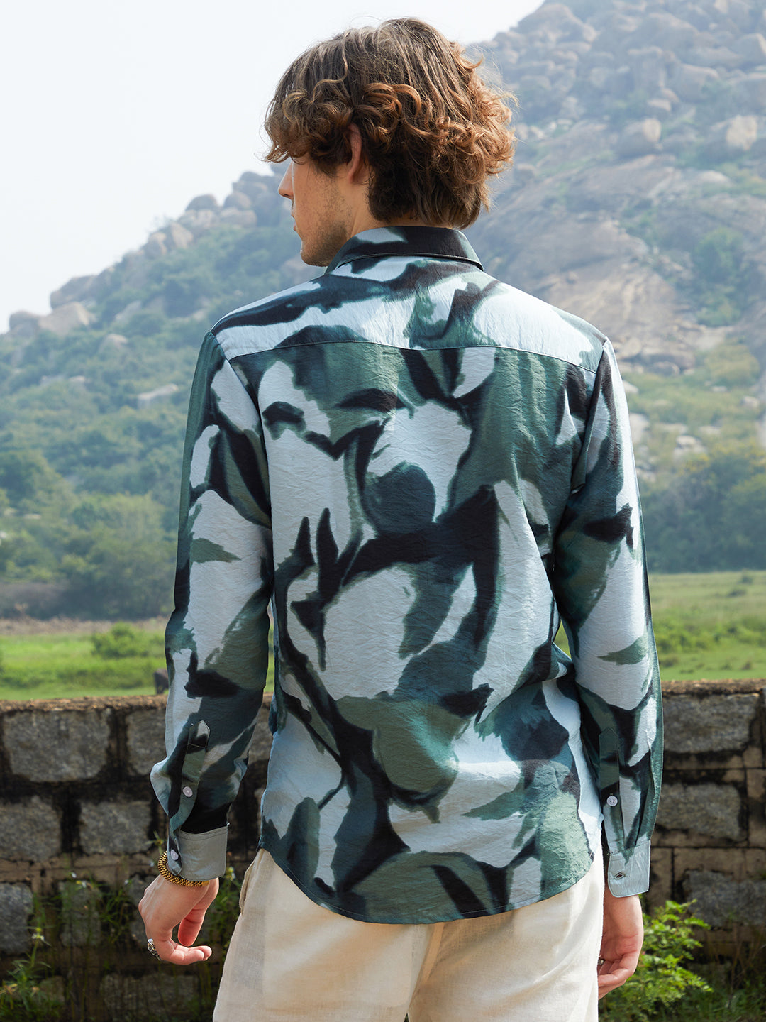 Men Cotton Blend Printed Shirt