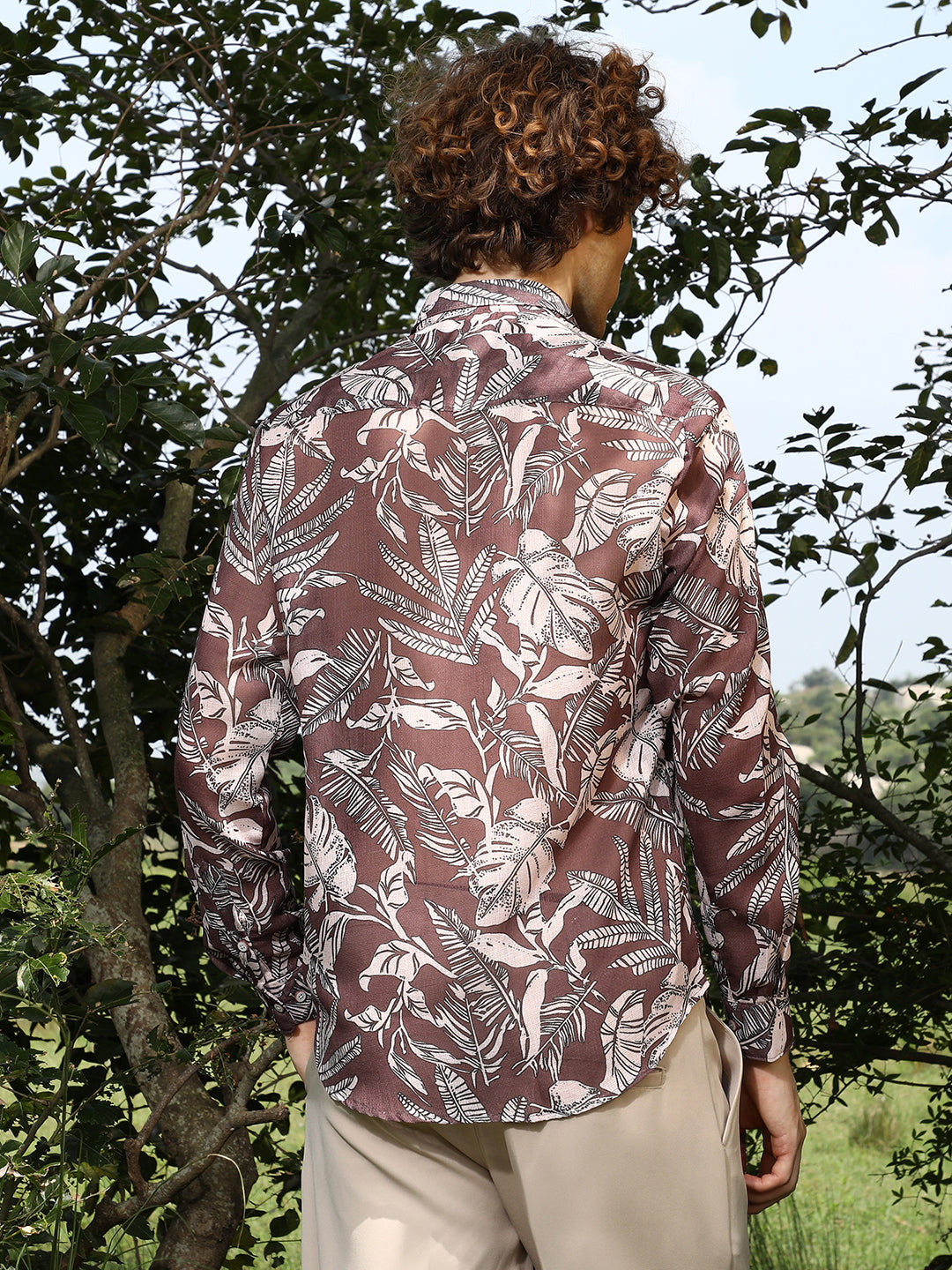 Men Chocolate Brown Canopy Imprint Shirt