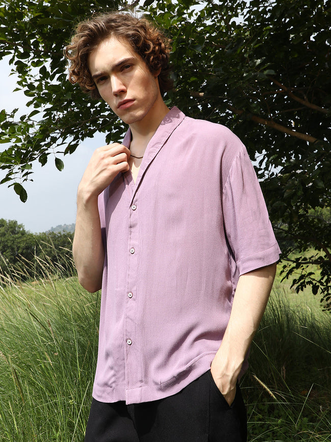 Men Mauve Purple Solid Breezy Shirt