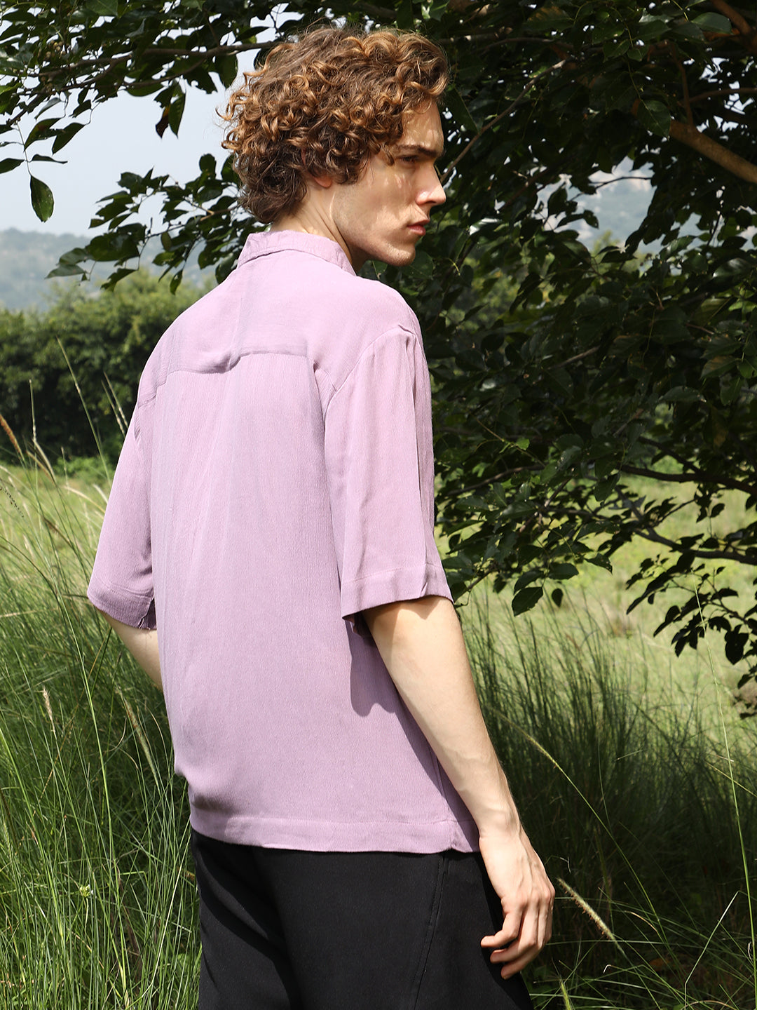 Men Mauve Purple Solid Breezy Shirt