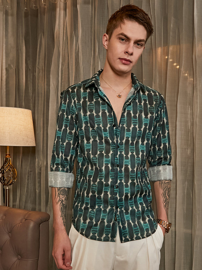 Men Multicolour Indie-Mesh Shirt