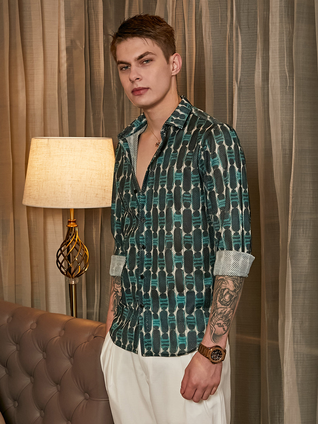 Men Multicolour Indie-Mesh Shirt