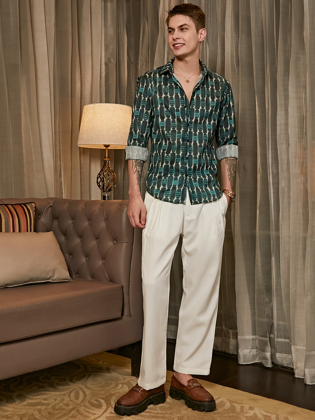 Men Multicolour Indie-Mesh Shirt