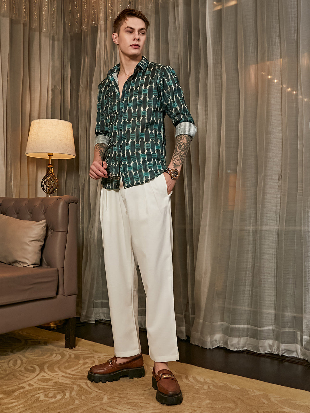 Men Multicolour Indie-Mesh Shirt