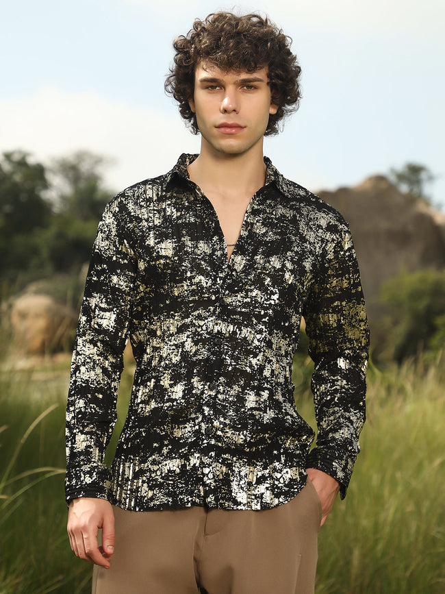 Men Man Made Fabric Regular Printed Shirt