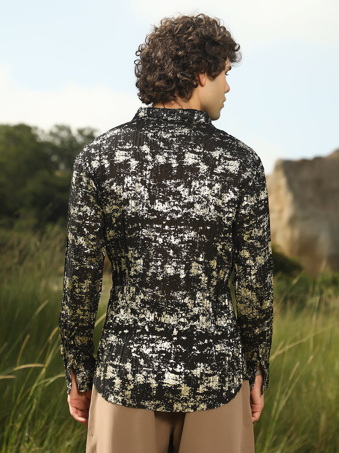 Men Man Made Fabric Regular Printed Shirt