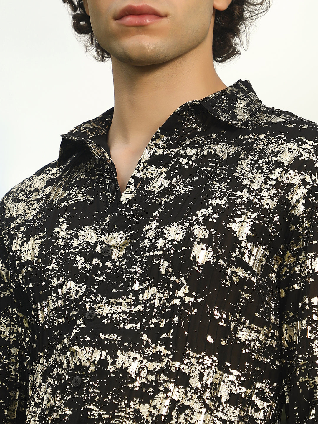 Men Man Made Fabric Regular Printed Shirt
