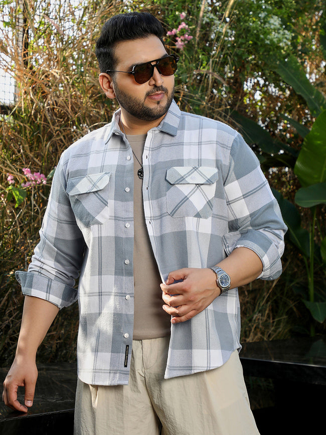 Men Grey Tartan Check Shirt