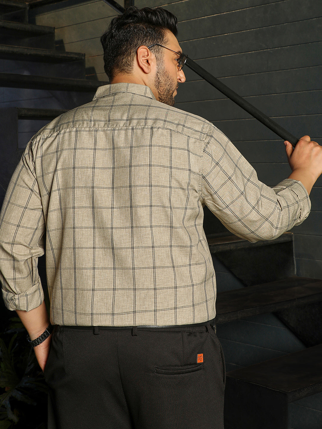 Men Beige Checks Shirt