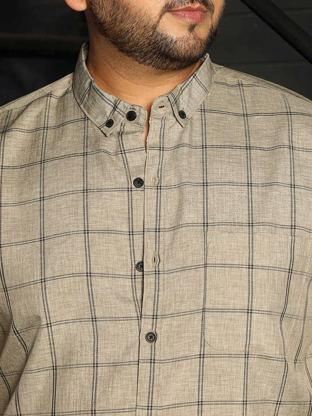 Men Beige Checks Shirt