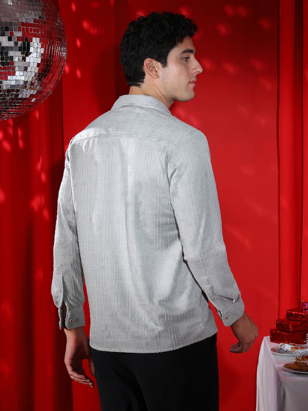 Men Cloud Grey Tactile Cuban Shirt