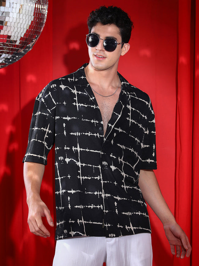 Men Onyx Black Inkbound Pattern Shirt