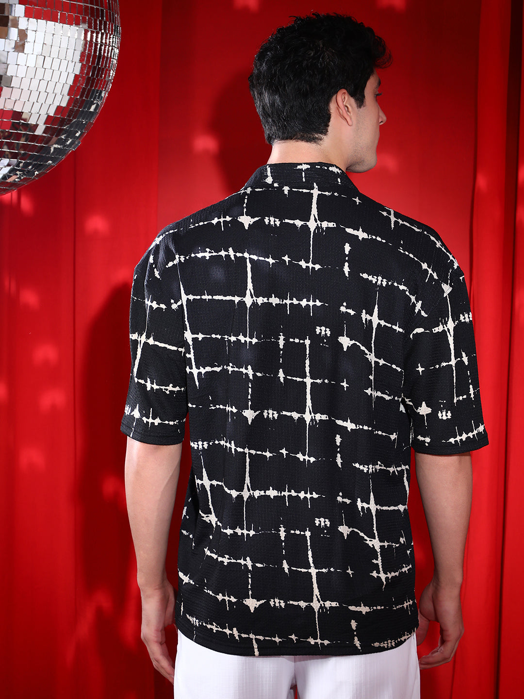 Men Onyx Black Inkbound Pattern Shirt