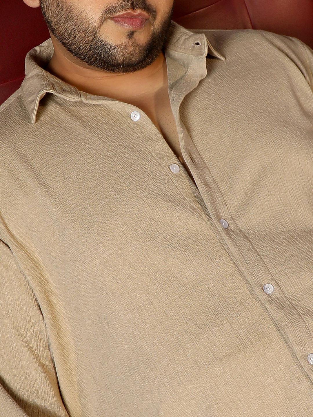 Men Beige Textured Shirt