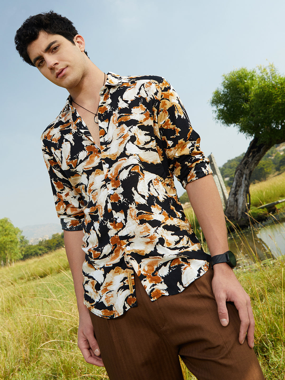 Men Viscose Regular Printed Shirt