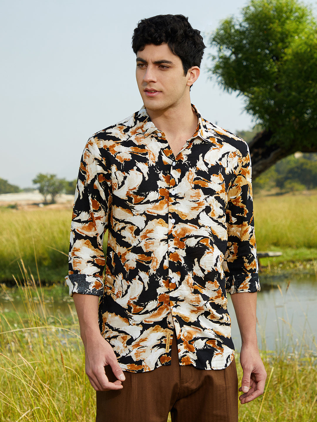 Men Viscose Regular Printed Shirt