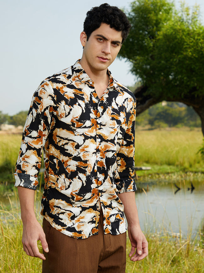 Men Viscose Regular Printed Shirt