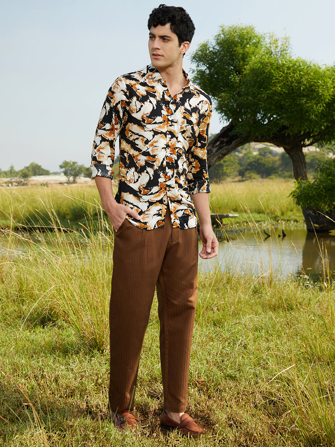 Men Viscose Regular Printed Shirt