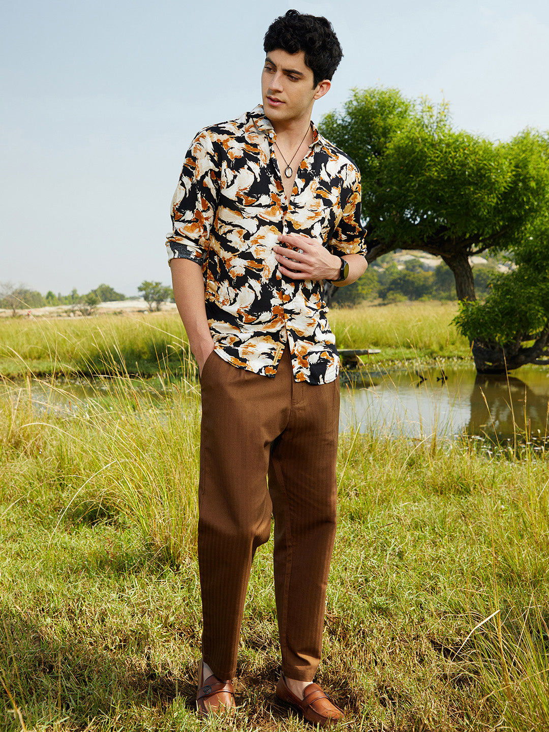 Men Viscose Regular Printed Shirt