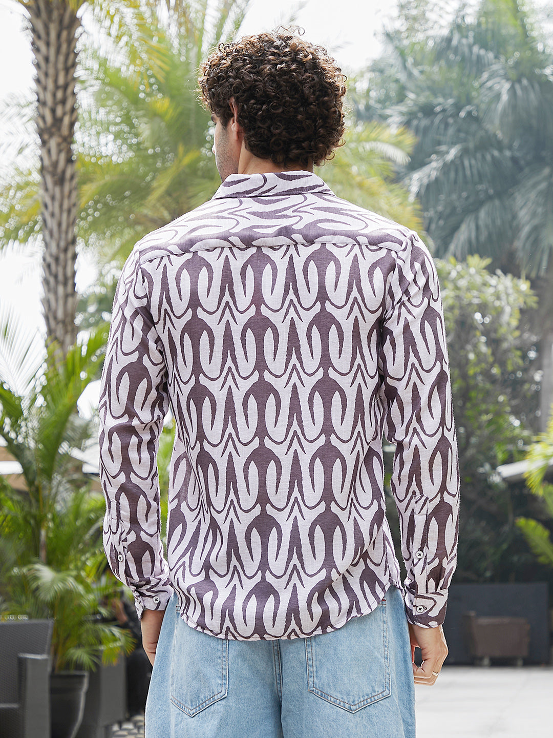 Men Amethsyt Purple Trident Imprint Shirt