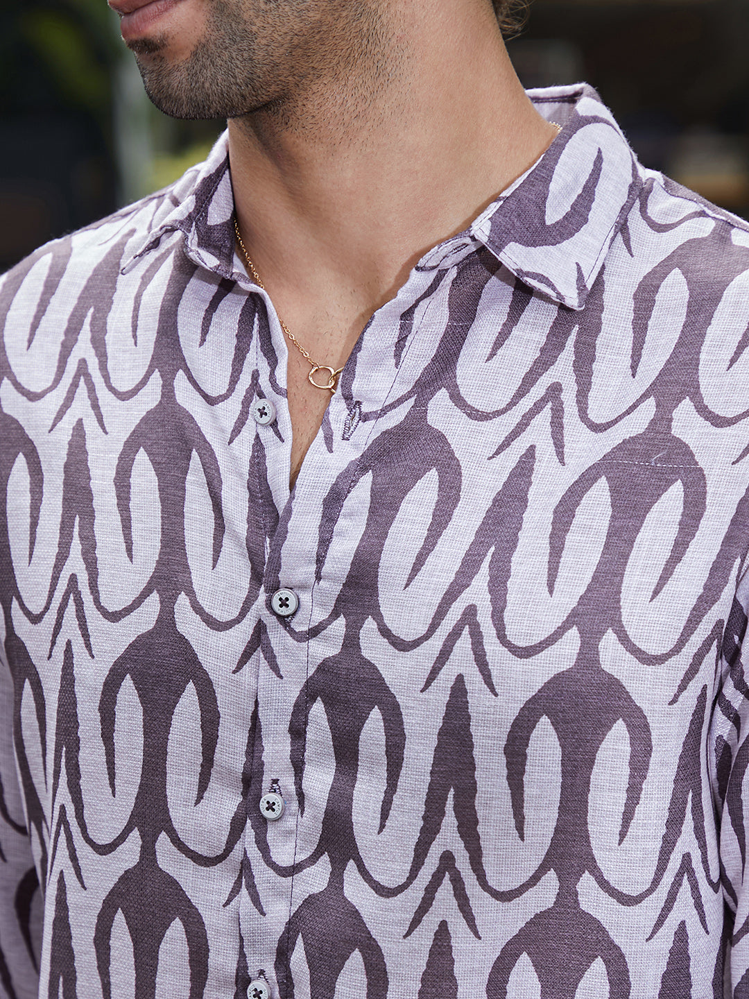 Men Amethsyt Purple Trident Imprint Shirt