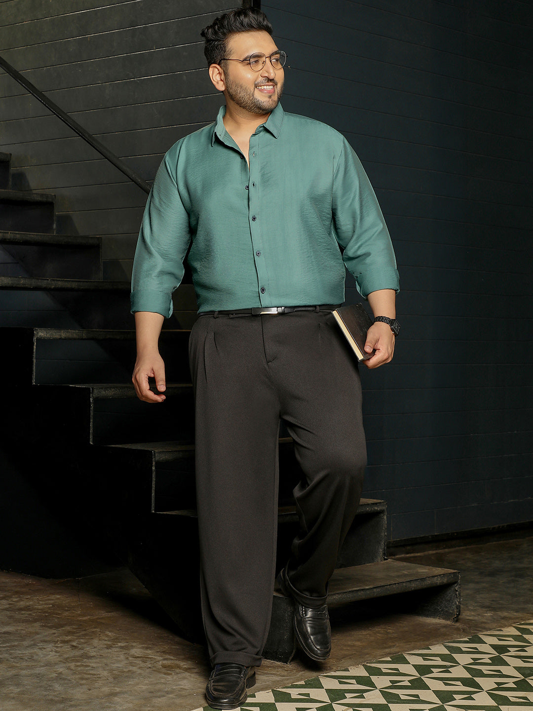 Men Sage Green Solid Shirt