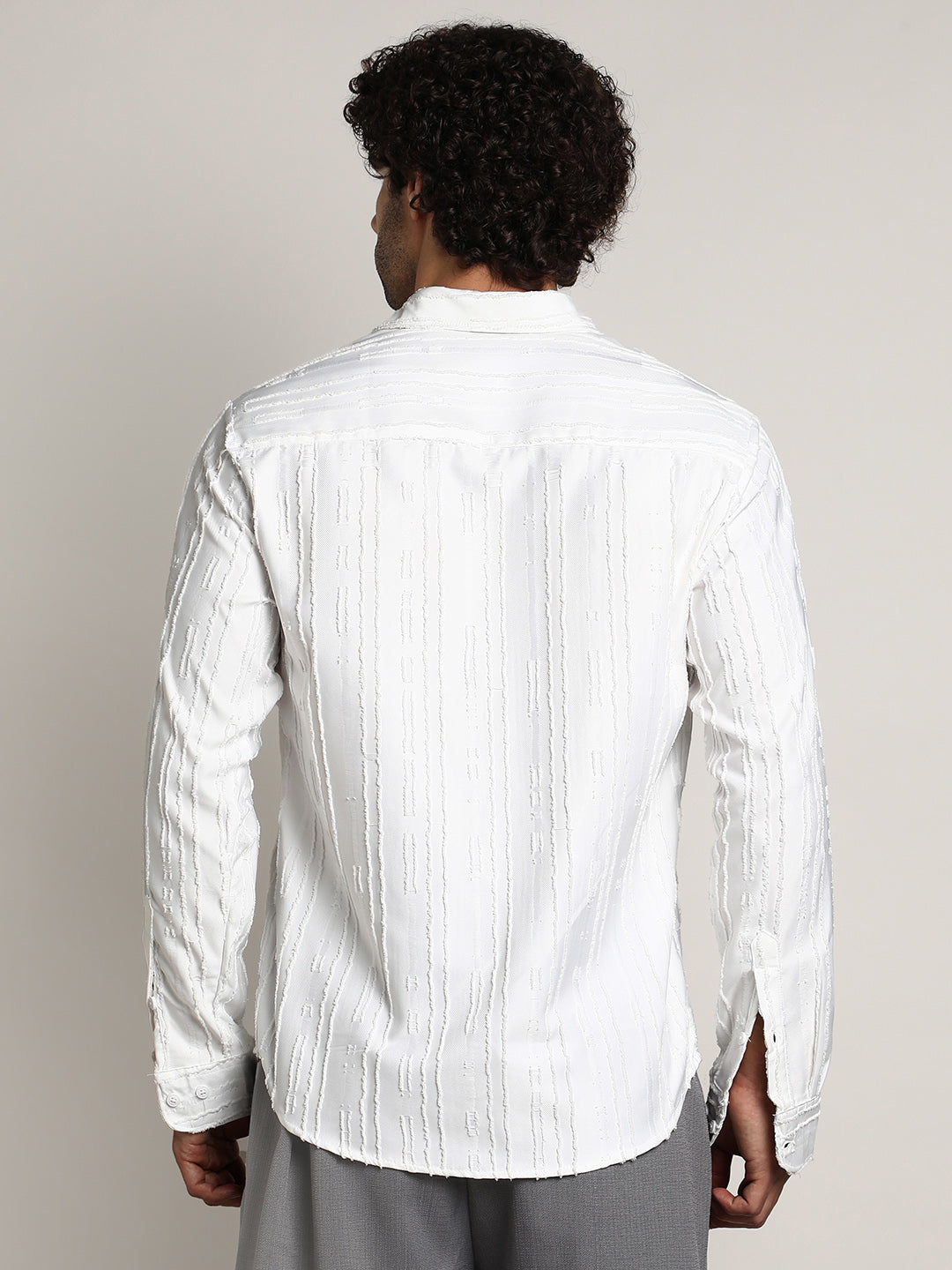 Men Chalk White Ripple-Edge Shirt