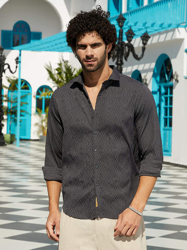 Men Ash Grey Illuminator-Tactile Shirt