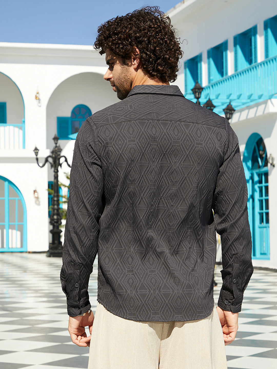 Men Ash Grey Illuminator-Tactile Shirt