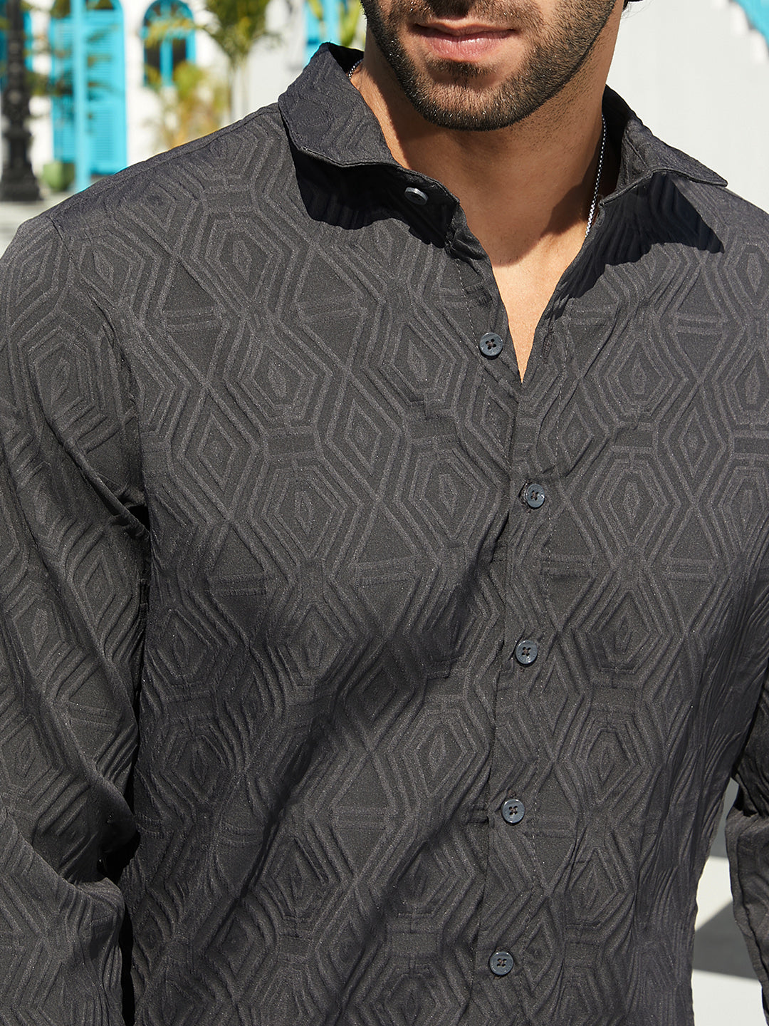 Men Ash Grey Illuminator-Tactile Shirt