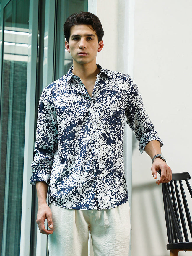Men Viscose Regular Abstract Shirt