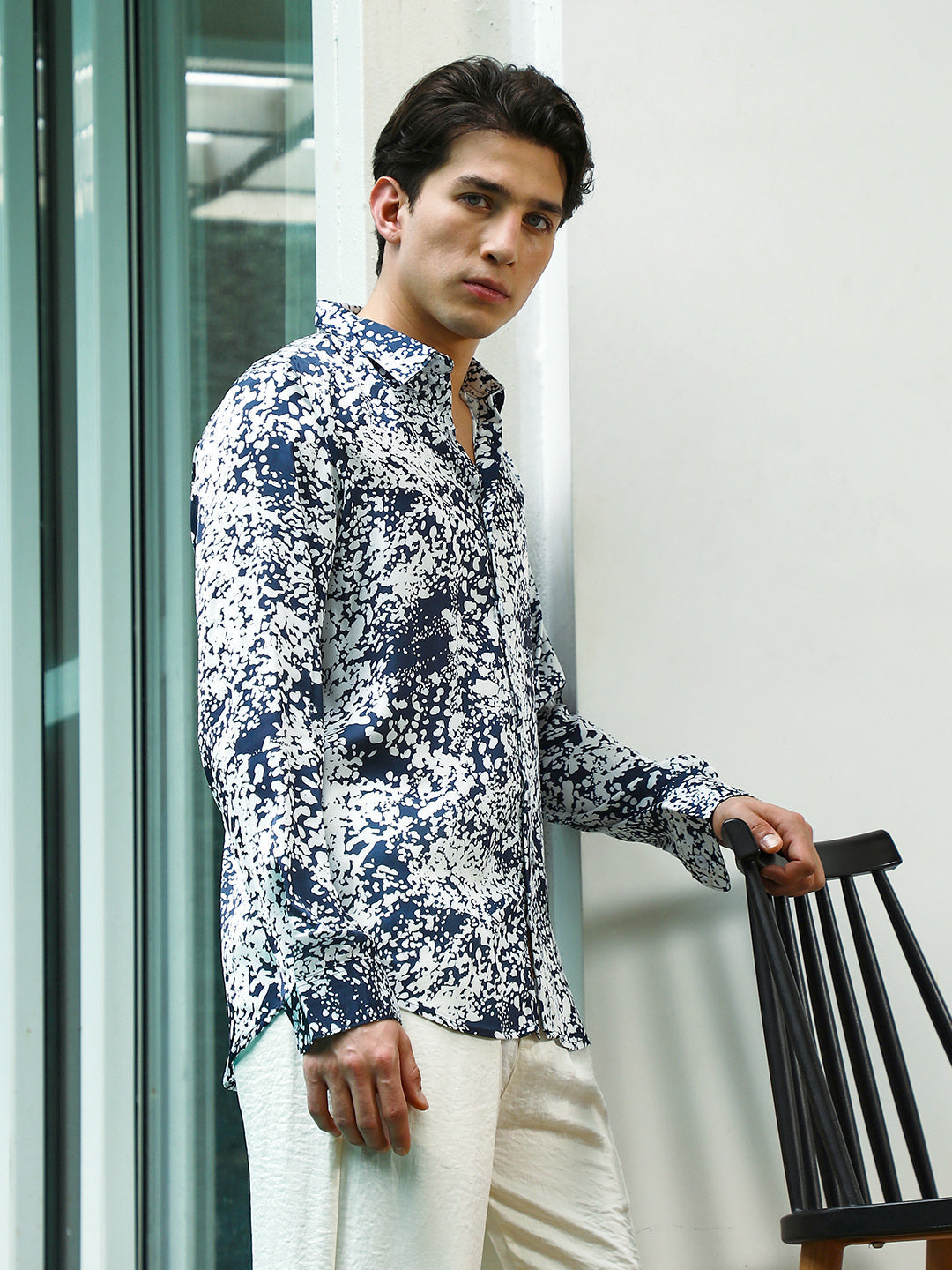 Men Viscose Regular Abstract Shirt