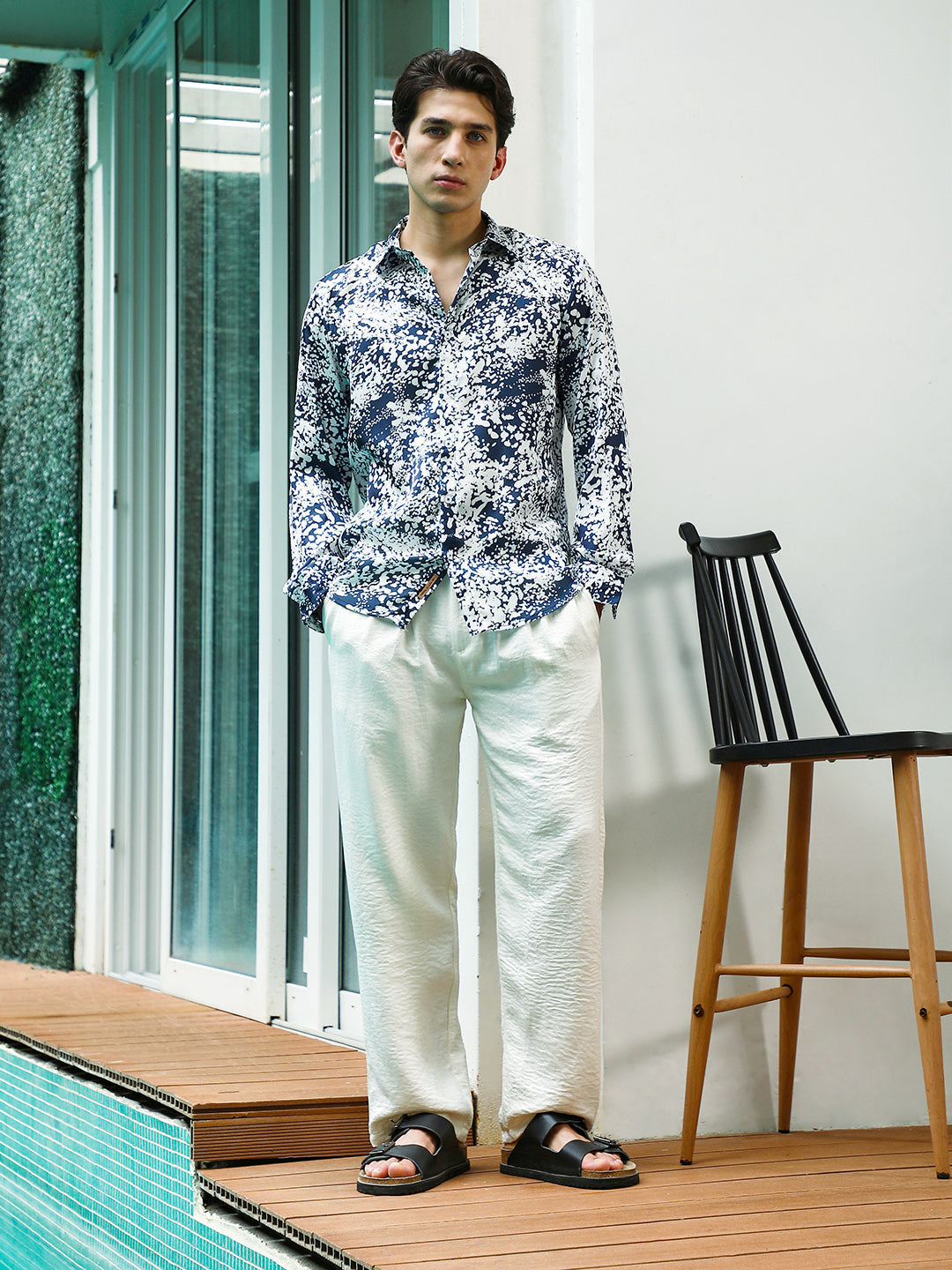 Men Viscose Regular Abstract Shirt