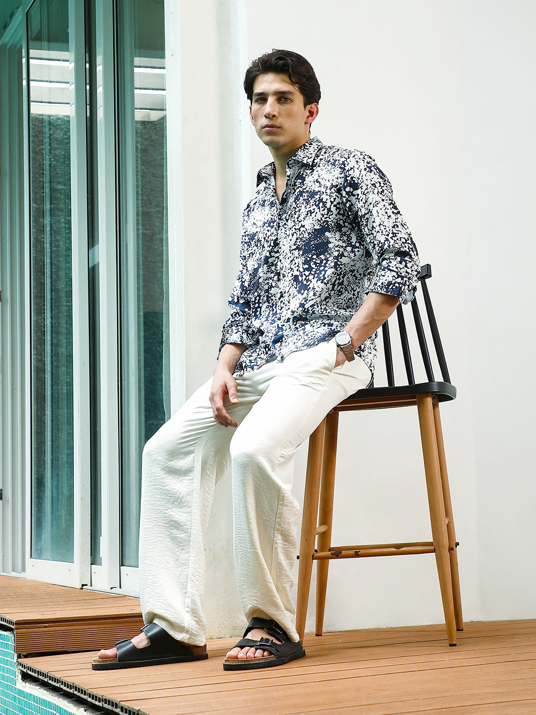 Men Viscose Regular Abstract Shirt