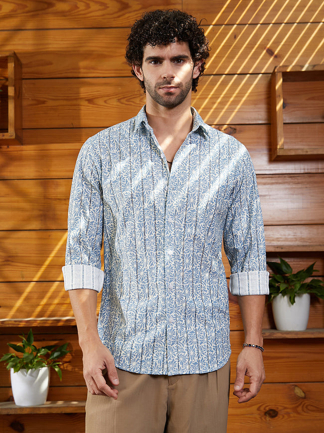 Men Powder Blue Retro Lume Shirt